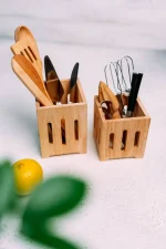 جاکاردی و جاکفگیر ملاقه شیاردار چوبی