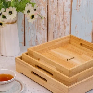 سینی مربعی چوبی ریمازو(3 سایز متنوع)