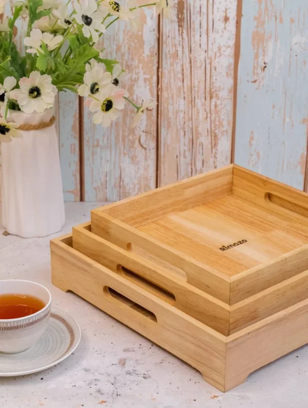 سینی مربعی چوبی ریمازو(3 سایز متنوع)