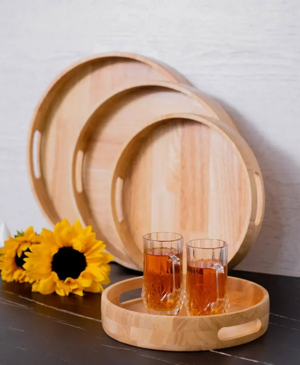 سینی گرد چوبی رابر(4 سایز متنوع)